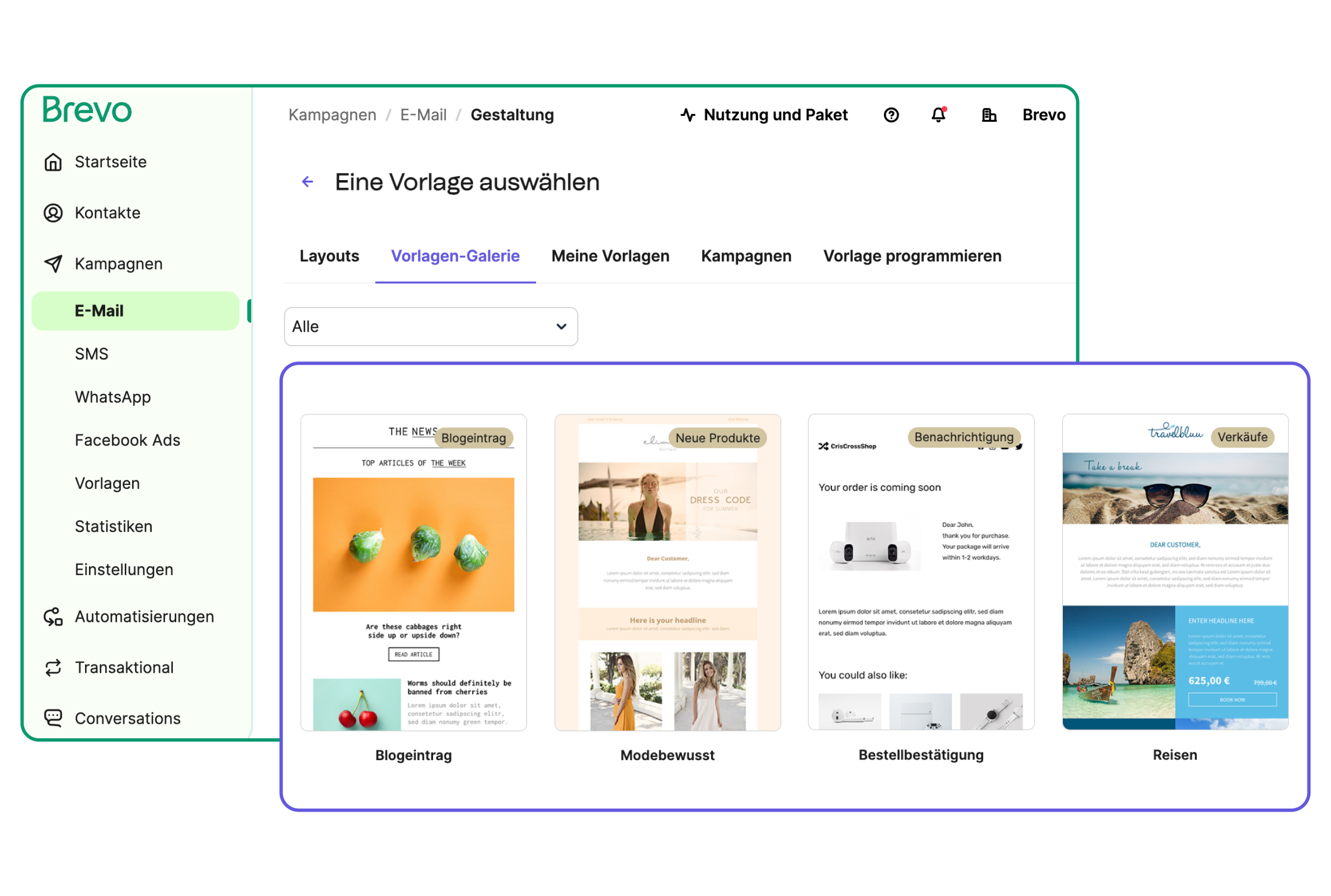 kostenlose Newsletter-Vorlagen von Brevo