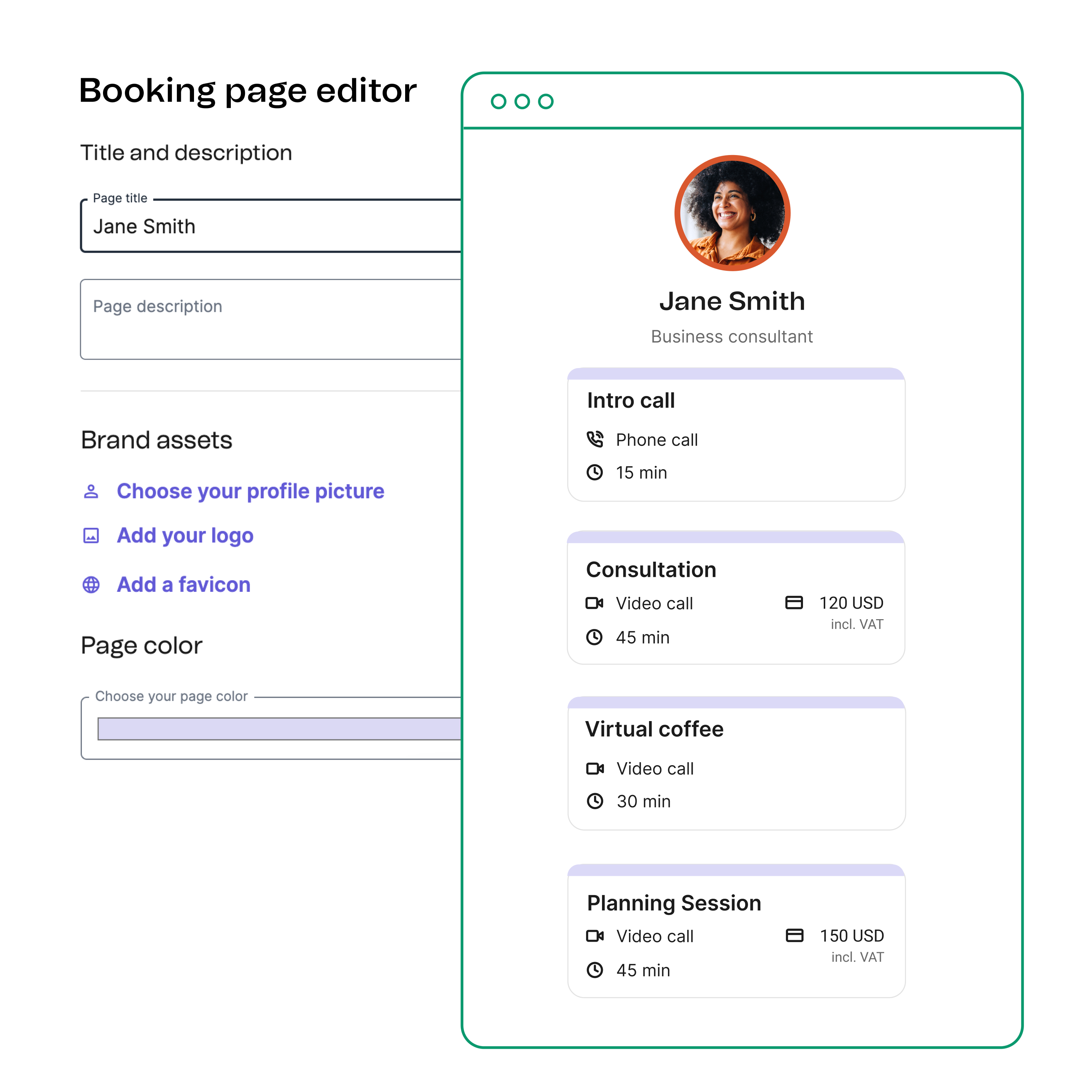 Create a customizable booking page