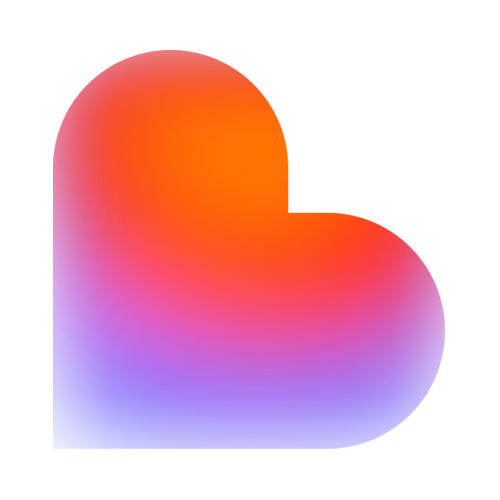 The Lovable logomark, a heart in an orange to purple gradient